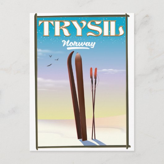 Trysil Norway,ノルウェーのスキー旅行ポスター ポストカード (正面)