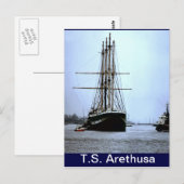 TS Arethusa離れ、Upnor ポストカード (正面/裏面)