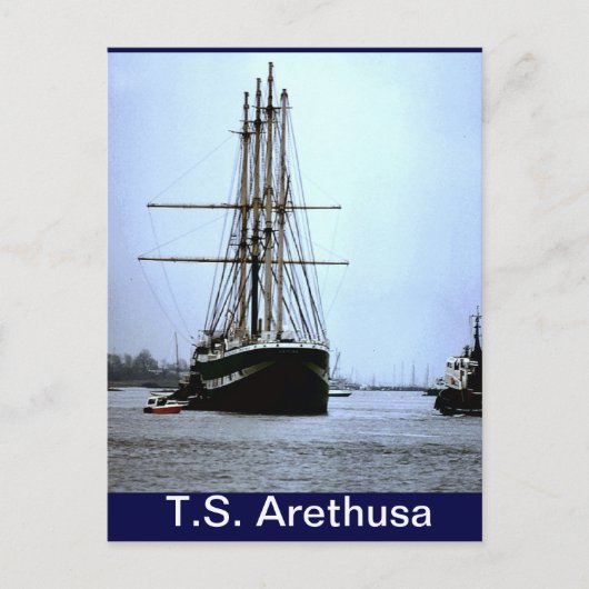 TS Arethusa離れ、Upnor ポストカード (正面)