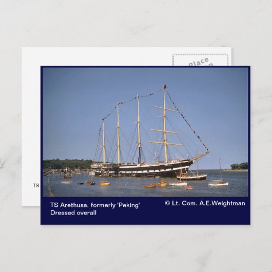 TS Arethusa、フラグ付きの以前の「ピーク」 ポストカード (正面/裏面)