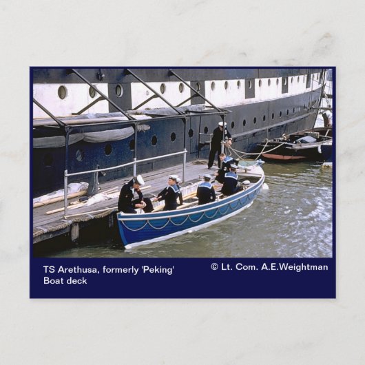 TS Arethusa、以前は「北京」ボート・デッキ ポストカード (正面)