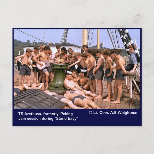 TS Arethusa、以前は「Peking」 "Stand簡単" ポストカード (正面)