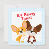 t's Pawty Time Corgi Birthday 招待状 (正面)