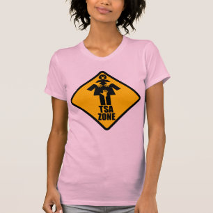 TSAの地帯の注意の印のデザイン Tシャツ