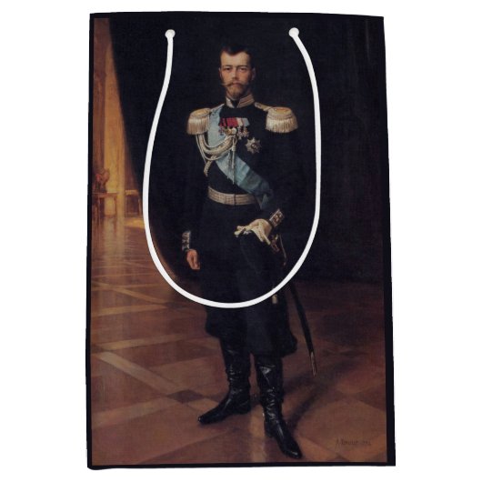 Tsar Nicholas IIのポートレート（Albert Edelfelt著） ミディアムペーパーバッグ (正面)