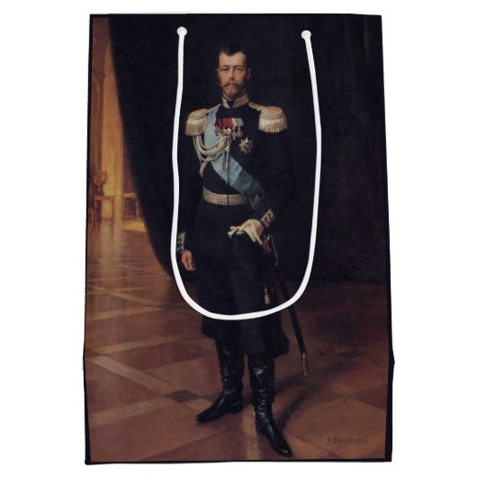Tsar Nicholas IIのポートレート（Albert Edelfelt著） ミディアムペーパーバッグ (裏面)