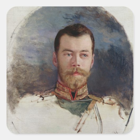 Tsar Nicholas II 1898のポートレートのための勉強 スクエアシール (正面)