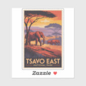 Tsavo East National Park Kenya Illustration Travel シール (シート)