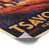 Tsavo East National Park Kenya Illustration Travel ポスター (角)