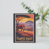 Tsavo East National Park Kenya Illustration Travel ポストカード (スタンド正面)