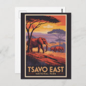 Tsavo East National Park Kenya Illustration Travel ポストカード (正面/裏面)
