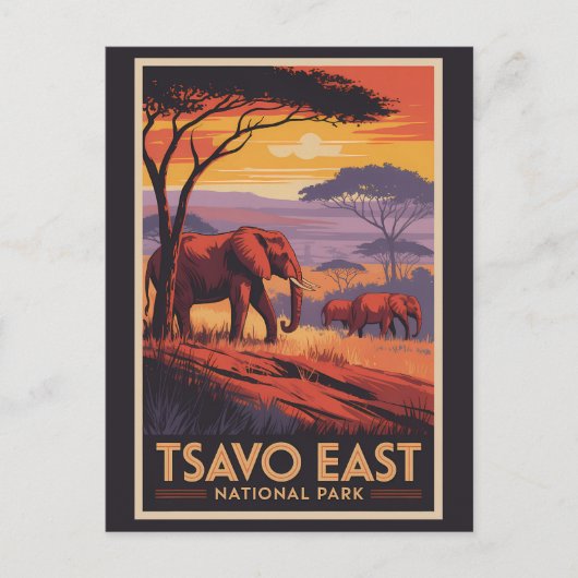 Tsavo East National Park Kenya Illustration Travel ポストカード (正面)