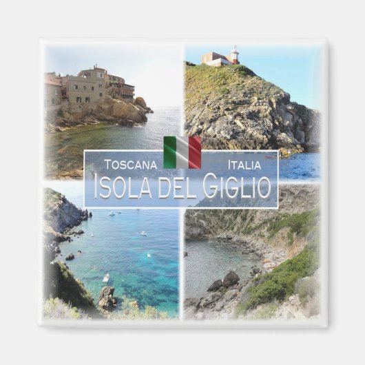 TSC019 GIGLIO ISLAND,モザイク,トスカーナ,冷蔵庫 マグネット (正面)