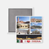 TSC036 SIENA I Love, Mosaic, Tuscany,冷蔵庫 マグネット (正面/裏面)