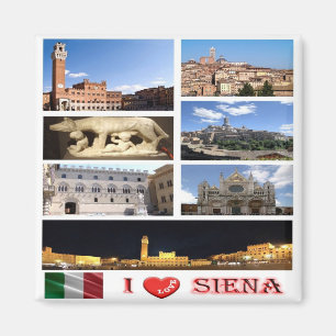 TSC036 SIENA I Love, Mosaic, Tuscany,冷蔵庫 マグネット