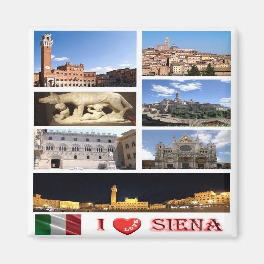 TSC036 SIENA I Love, Mosaic, Tuscany,冷蔵庫 マグネット (正面)