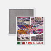 TSC062 SIENA, The Palio I Love，モザイク，冷蔵庫 マグネット (正面/裏面)