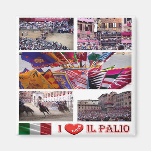 TSC062 SIENA, The Palio I Love，モザイク，冷蔵庫 マグネット