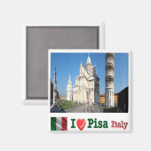 TSC098 PISA I Love, Piazza Duomo, Tuscany,冷蔵庫 マグネット (正面/裏面)