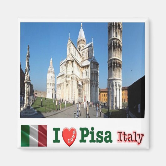 TSC098 PISA I Love, Piazza Duomo, Tuscany,冷蔵庫 マグネット (正面)
