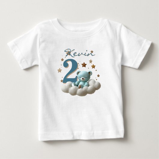 tshirt bear birthday party ベビーTシャツ (正面)