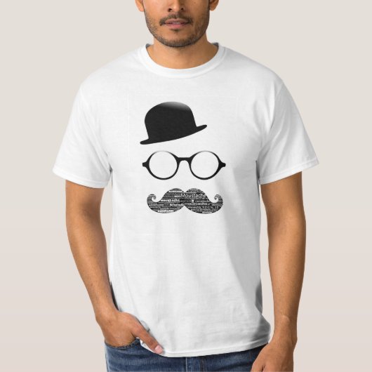 Tshirt Blanc Chapeau Lunette Moustache Tシャツ (正面)