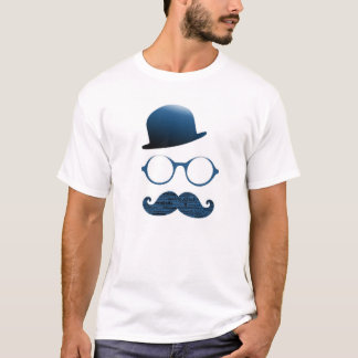 Tshirt homme blanc chapeau lunette et moustache tシャツ