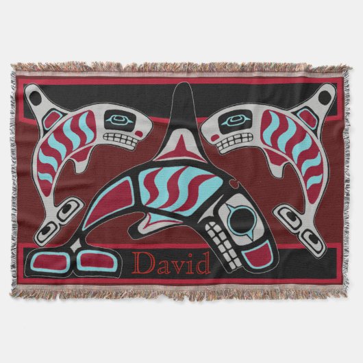 Tsimpsianのシャチのトリオ スローブランケット (正面)