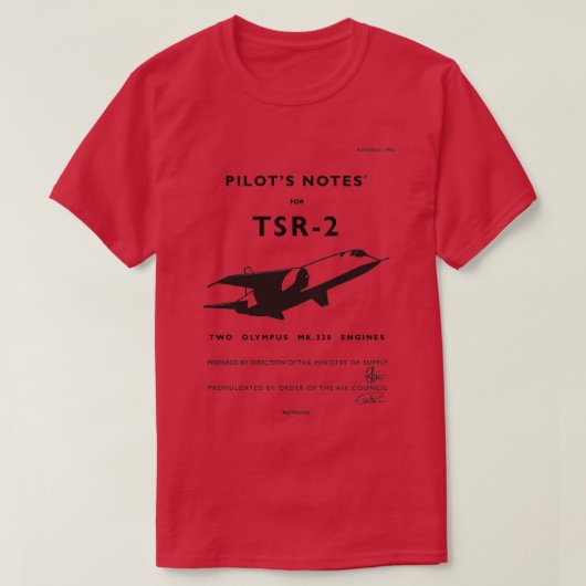 TSR2のパイロットに関する注意事項 Tシャツ (デザイン正面)