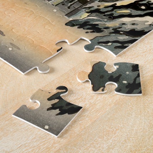 Tsuchiya Koitsu - Snow at Nezu Shrine ジグソーパズル (側面)