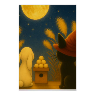 tsukimi, moon viewing, japanese autumn, mid autumn ポスター