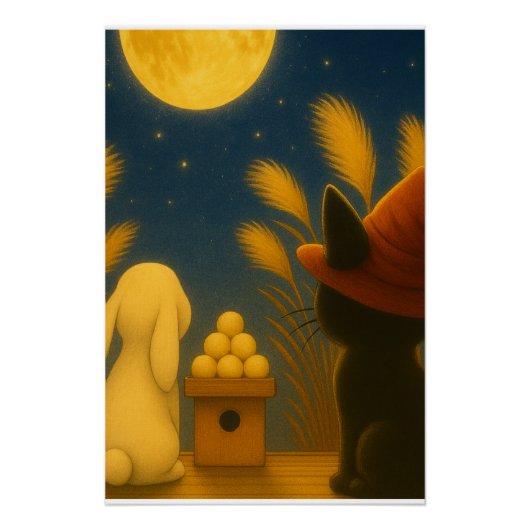 tsukimi, moon viewing, japanese autumn, mid autumn ポスター (正面)