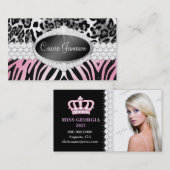 TTダイヤモンドの至福の紋章のシマウマのヒョウの写真カード 名刺 (正面/裏面)