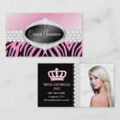 TTダイヤモンドの至福の紋章のシマウマのピンクの写真カード 名刺 (正面/裏面)