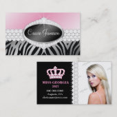 TTダイヤモンドの至福の紋章のシマウマの銀の写真カード 名刺 (正面/裏面)