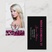 TT完全なプリンセスのショッキングピンクのヒョウのダイヤモンド 名刺 (正面/裏面)