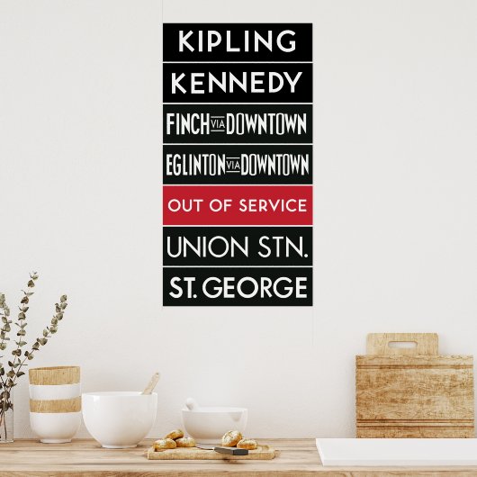 TTC地下鉄の目的地の標識v2 ポスター (キッチン)