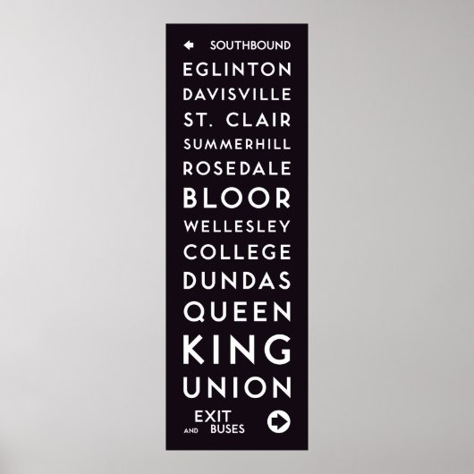 TTC - Southbound Stations Long Poster ポスター (正面)