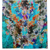 TTEQOTGCubismINV SGDRKDP青 シャワーカーテン (正面)