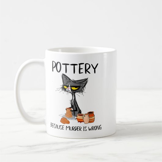 Ttery Because Murder Is Wrong Funny Cat Funny Tter コーヒーマグカップ (左)