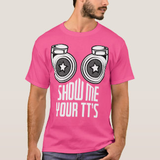 TTs おもしろい Twin Turbo Racing Pun Racの表示 Tシャツ