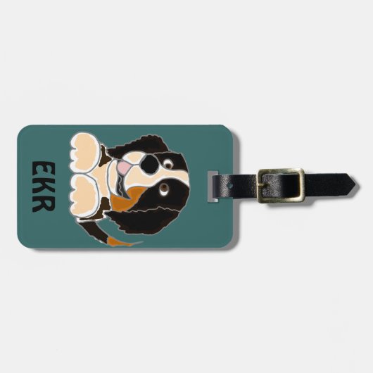 TU-おもしろいなバーニーズ・マウンテン・ドッグのオリジナルの芸術 ラゲッジタグ (正面横)