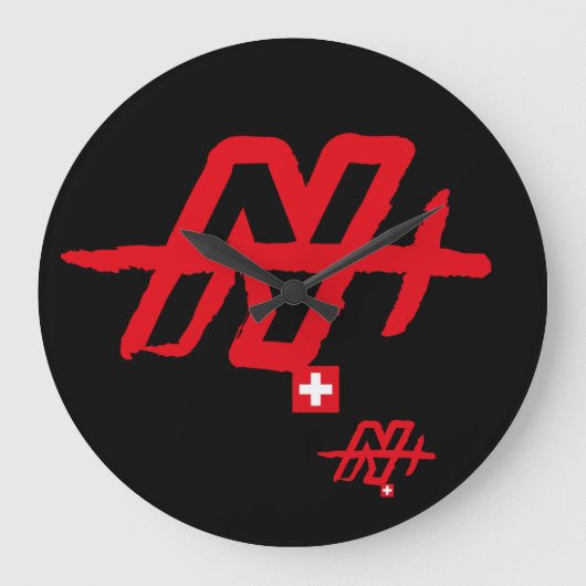 Tu inicial letra N, letra SUISSE v TRACE ラージ壁時計 (正面)