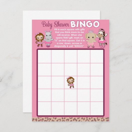 Tu Tuかわいいバレリーナ赤ちゃんシャワーBINGOカードTTC インビテーションポストカード (正面/裏面)