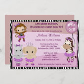 Tu Tuのかわいいベビーシャワーの招待猿の女の子TTC2 招待状 (正面/裏面)