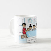 Tub Time -1男の子、2女の子、独身のパパ漫画 コーヒーマグカップ (正面左)