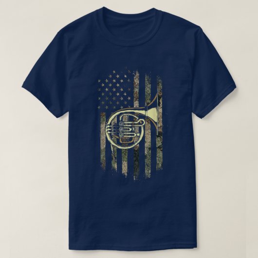 Tuba American Flag Music Band Instrument Lovers  Tシャツ (デザイン正面)