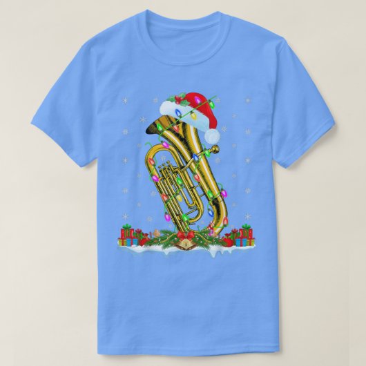 Tuba Music Lover Matching Santa Hat Tuba Christmas Tシャツ (デザイン正面)
