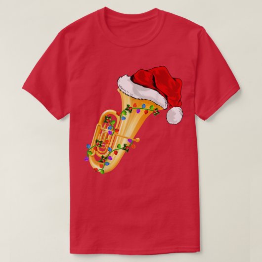 Tuba Music Lover Xmas Lighting Santa Hat Tuba Chri Tシャツ (デザイン正面)