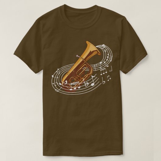 Tuba Music Notes of Brass Instruments  Tシャツ (デザイン正面)